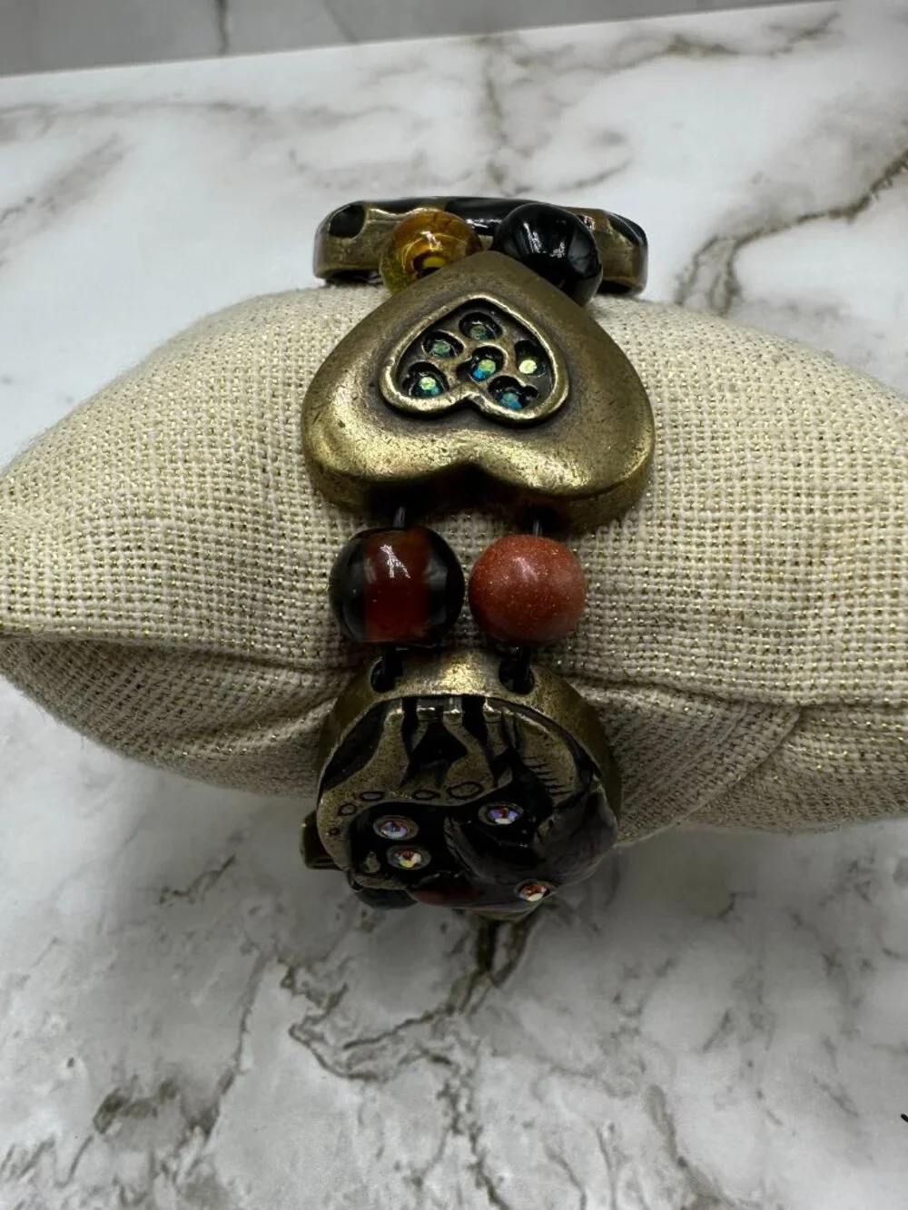 3/$30 Chico’s Watch Women Bronze Tone Elephant Beaded Stretch Bracelet